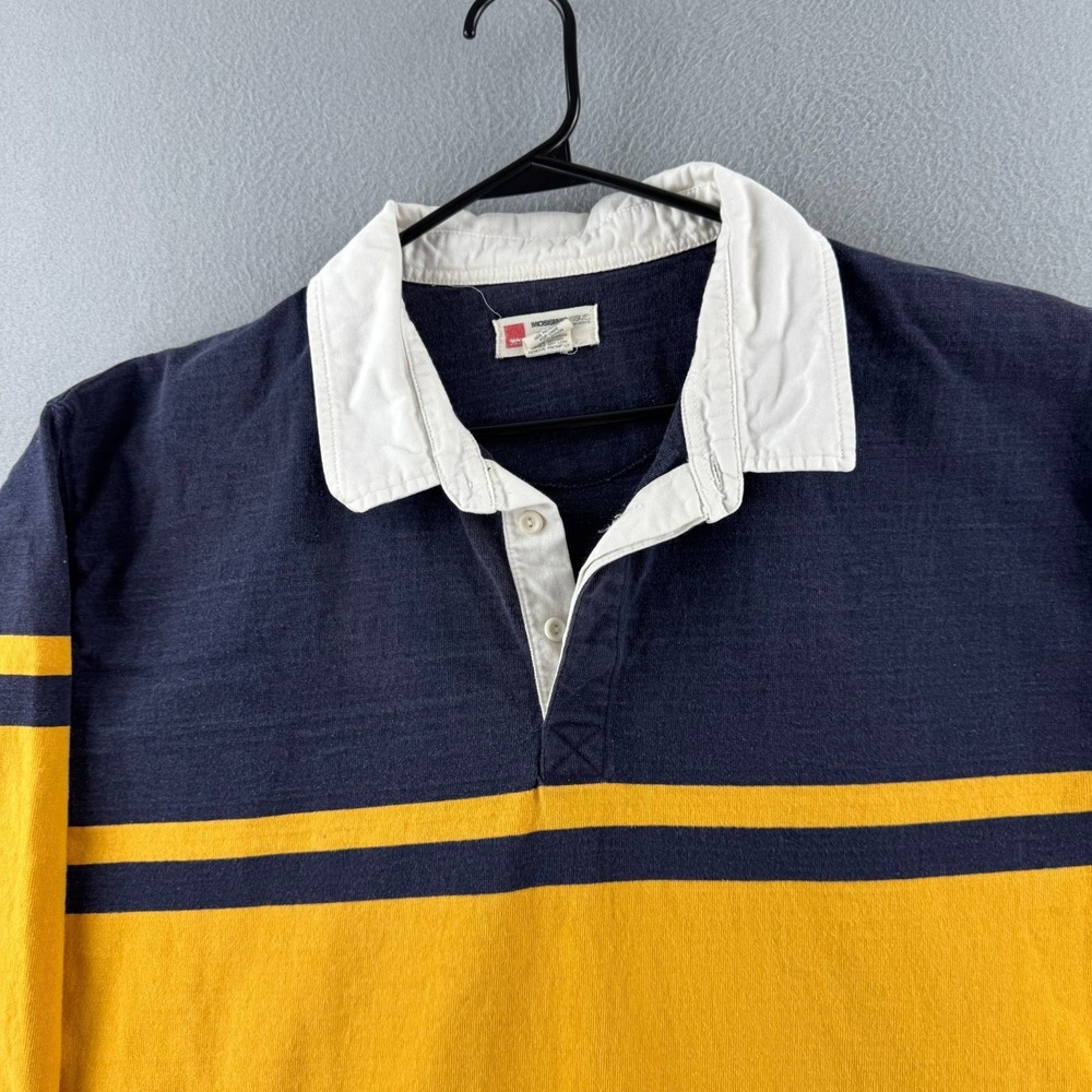 Vintage Mossimo Rugby Shirt Mens XL Blue Heavy Cotton Long Sleeve Polo Y2K - Picture 2 of 11